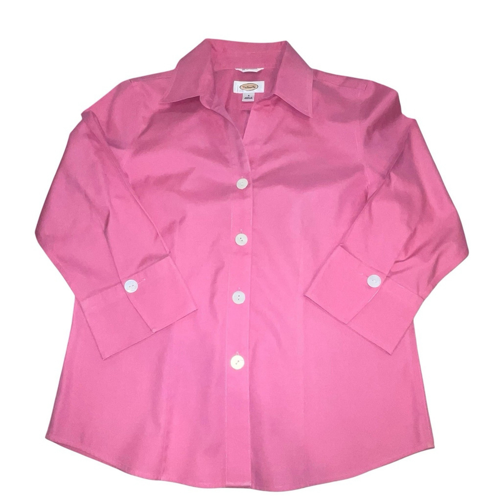 Talbots Vtg Careerwear Button Down Shirt Sz 4 Pink Wrinkle Free Minor Flaw READ